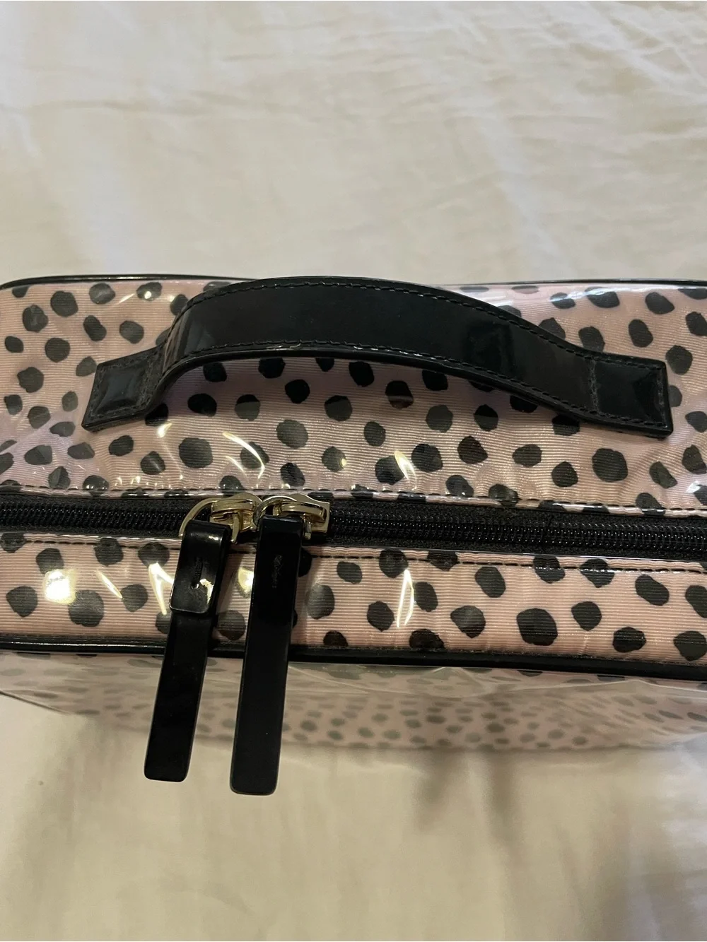 kate spade Pink and Black Spotted Cosmetic Case